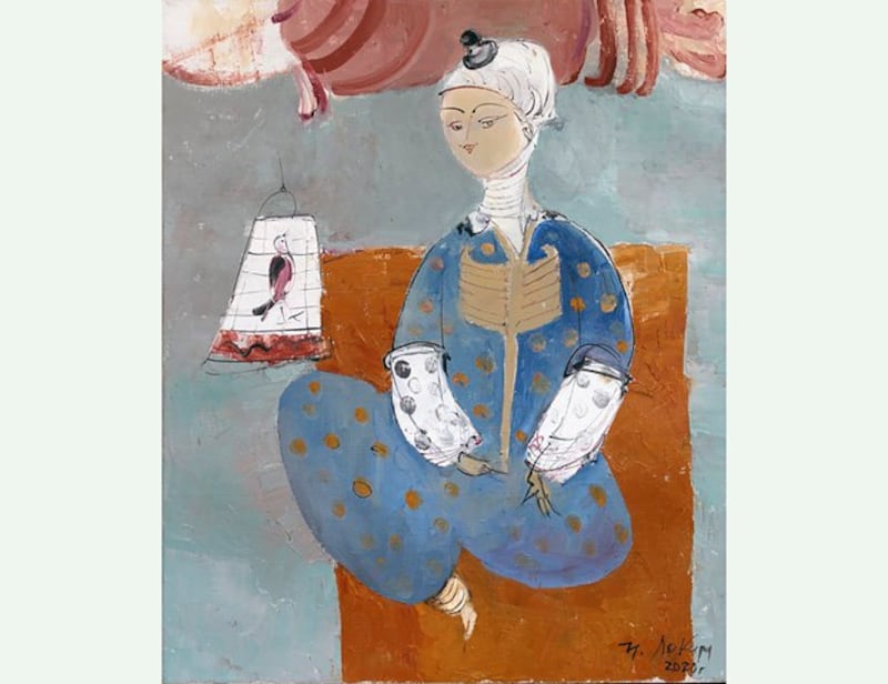 One of the five works of Uyghur artist Lékim Ibragimov displayed at the 2023 Florence Biennale contemporary art exhibition in Florence, Italy, October 2023. Credit: Courtesy of Lékim Ibragimov